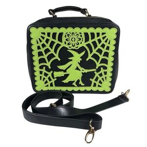 Backstitch Bruja Brujaween Bag Halloween Flying Witch Spiderweb Rare Black Green